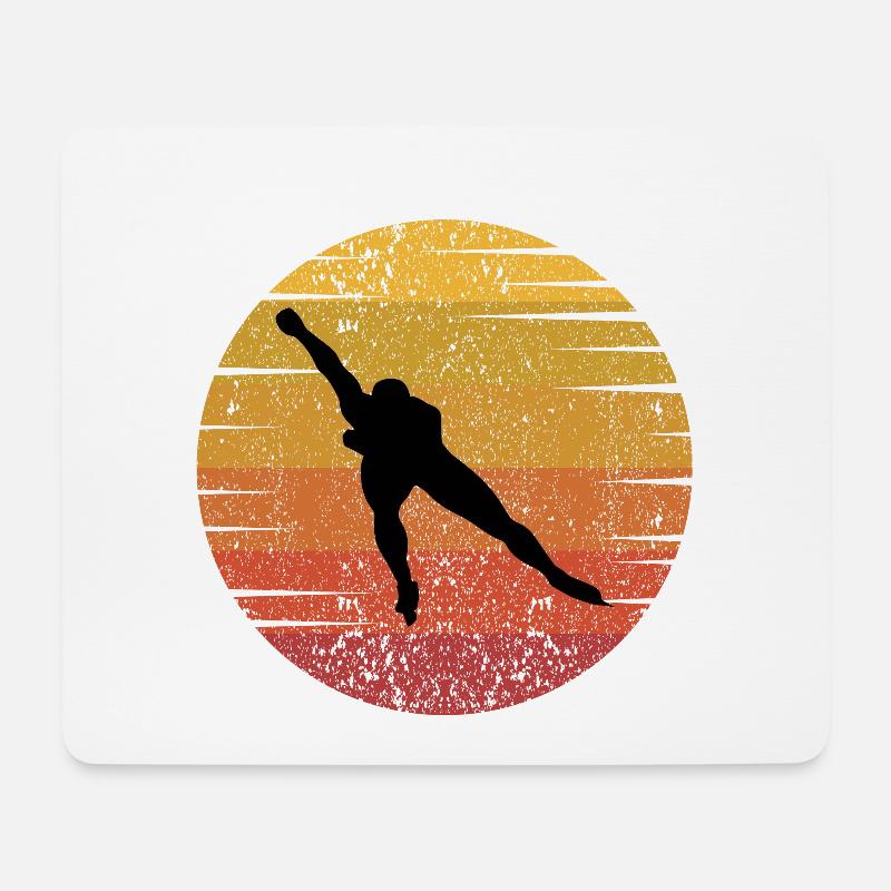 Eisschnelllauf Eisschnelllauf Schlittschuhrennen Vintage Retro - Mousepad (Querformat) - Weiß