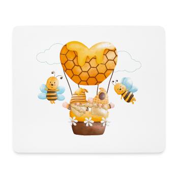 Gnomies with bees in honey balloon clouds - Mouse Pad (horizontal) - white - Front