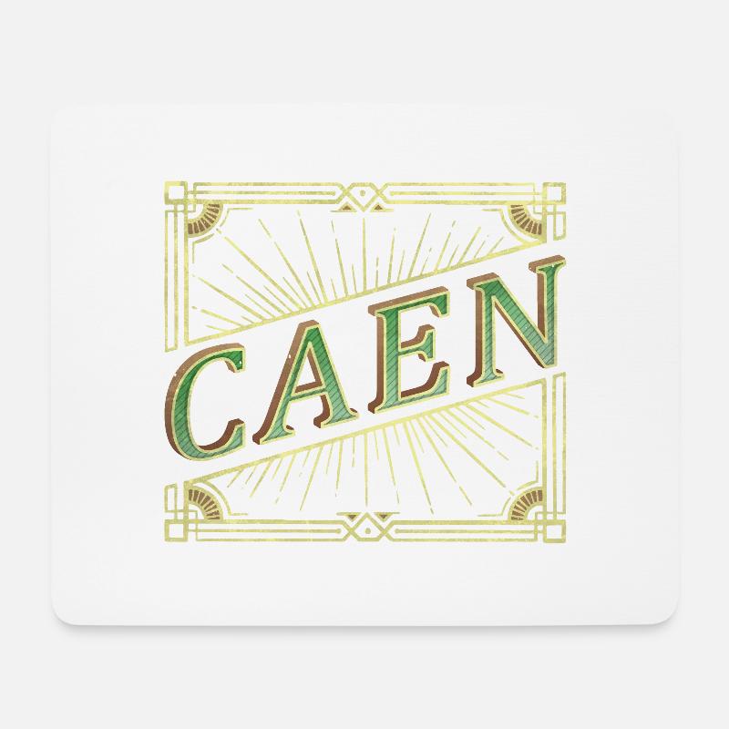 Caen Frankreich Stadt Schrift Vintage Retro - Mousepad (Querformat) - Weiß
