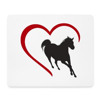 Cheval avec cœur Amour - Horse Lover Riding - Tapis de souris (format paysage) - blanc - Devant