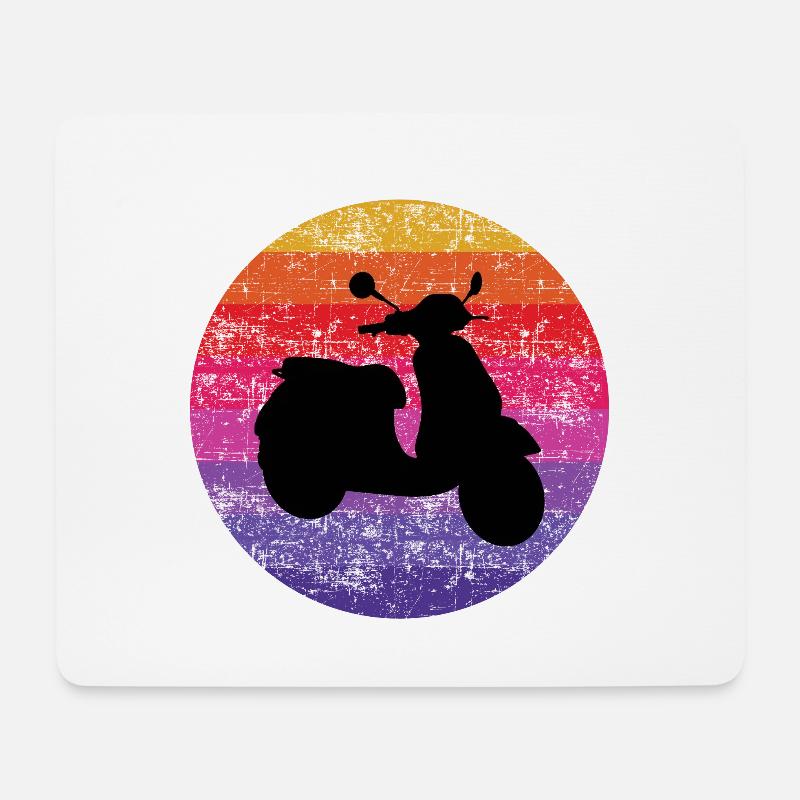 Roller Fahrer Roller Motorrad Vintage Retro - Mousepad (Querformat) - Weiß