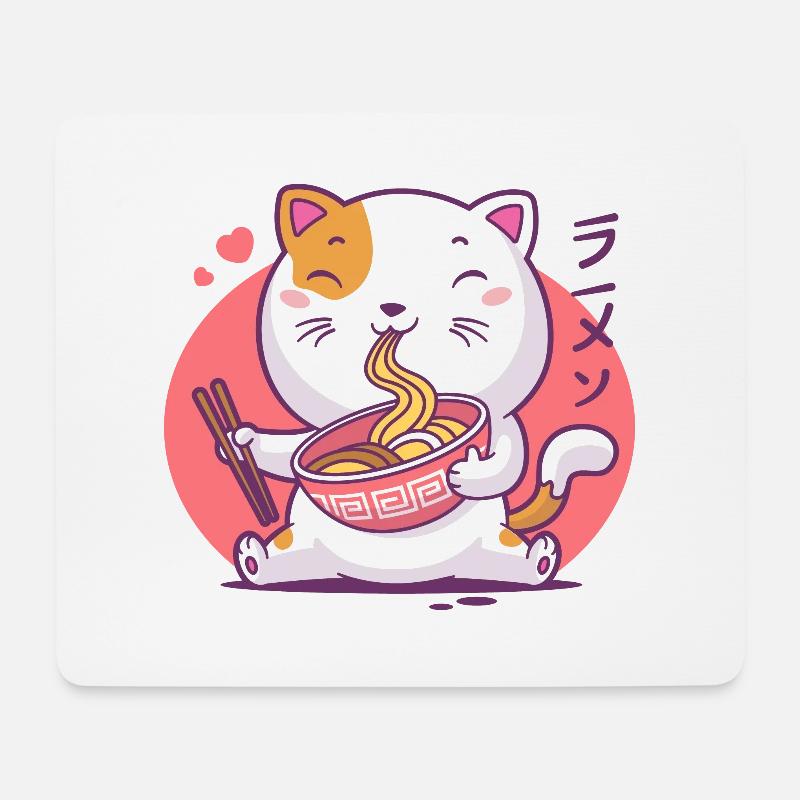 cat ramen - Mouse Pad (horizontal) - white