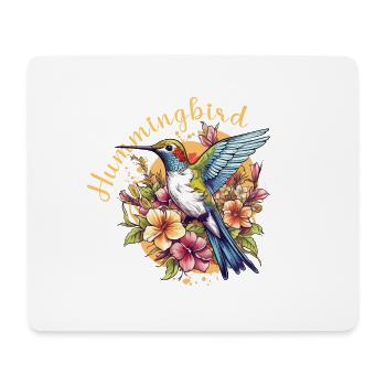 Hummingbird Flowers Bird Animal Art Watercolor Colorful - Mouse Pad (horizontal) - white - Front