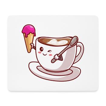 Kawaii-Kaffeekegel-Maskottchen - Mousepad (Querformat) - Weiß - Vorne