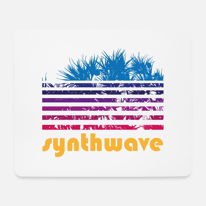 synthwave pandanus - Mousepad (Querformat) - Weiß