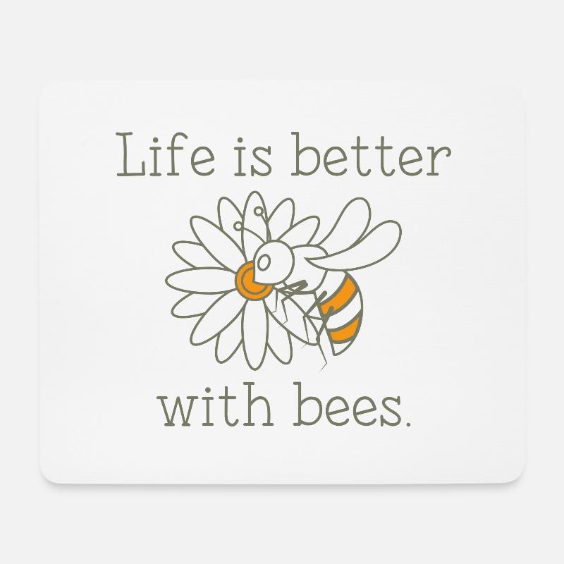 Das Leben ist besser mit Bienen - Mousepad (Querformat) - Weiß