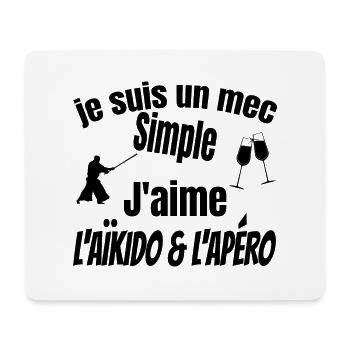 aïkido et apéro - Tapis de souris (format paysage) - blanc - Devant