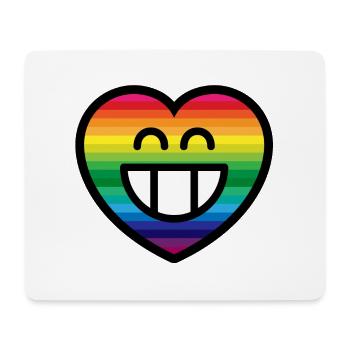 Emoticon Rainbow Grin Heart - Mouse Pad (horizontal) - white - Front