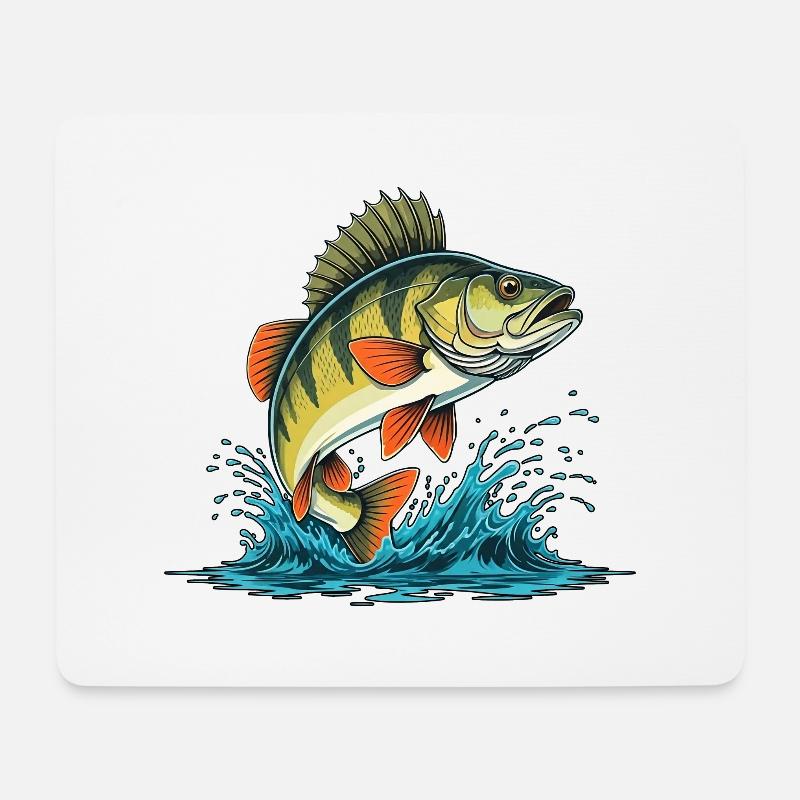 Barsch Angeln Raubfisch Fischen - Mousepad (Querformat) - Weiß