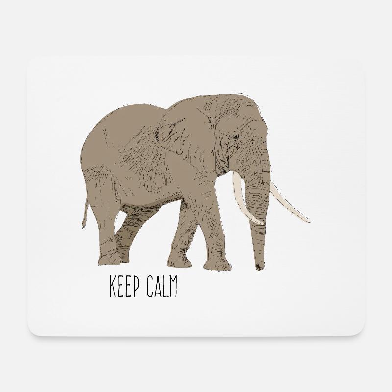 Elefant keep calm - Mousepad (Querformat) - Weiß