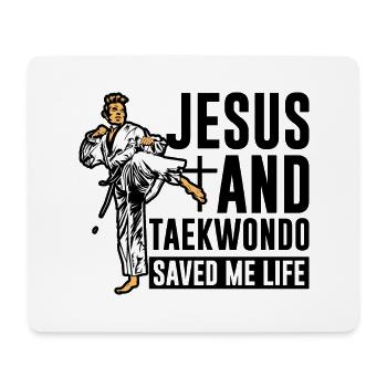 Jesus and Taekwondo saved me life - Mousepad (Querformat) - Weiß - Vorne