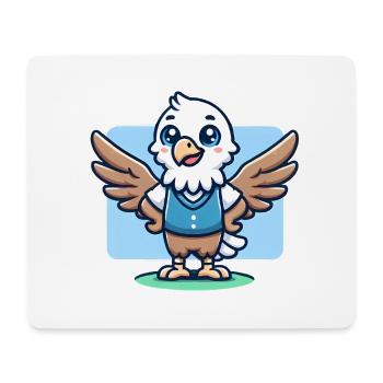 Aigle de dessin animé joyeux en gilet bleu - Tapis de souris (format paysage) - blanc - Devant