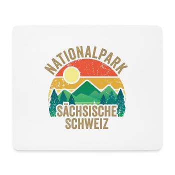 Nationalpark Sächsische Schweiz Vintage Wandern - Mousepad (Querformat) - Weiß - Vorne