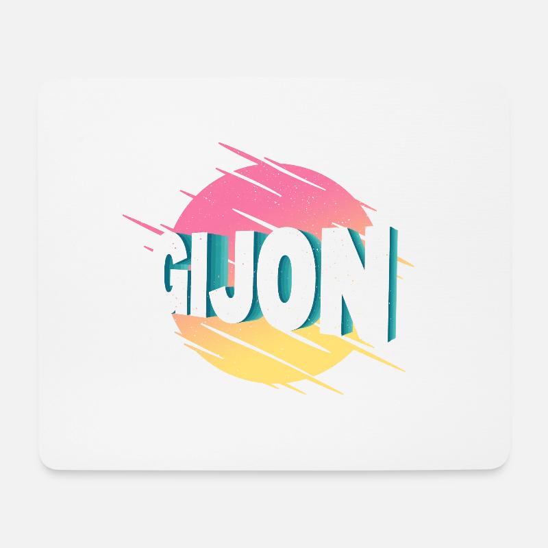Gijon Spanien Stadt Schrift Vintage Retro - Mousepad (Querformat) - Weiß