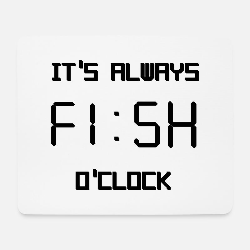 es ist immer Fisch Uhr - Mousepad (Querformat) - Weiß