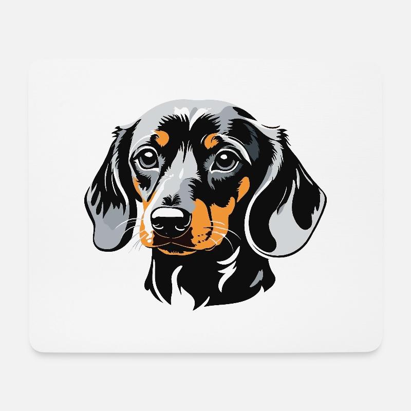 Dachshund Dackel - Pet Dog Sticker - Mousepad (Querformat) - Weiß