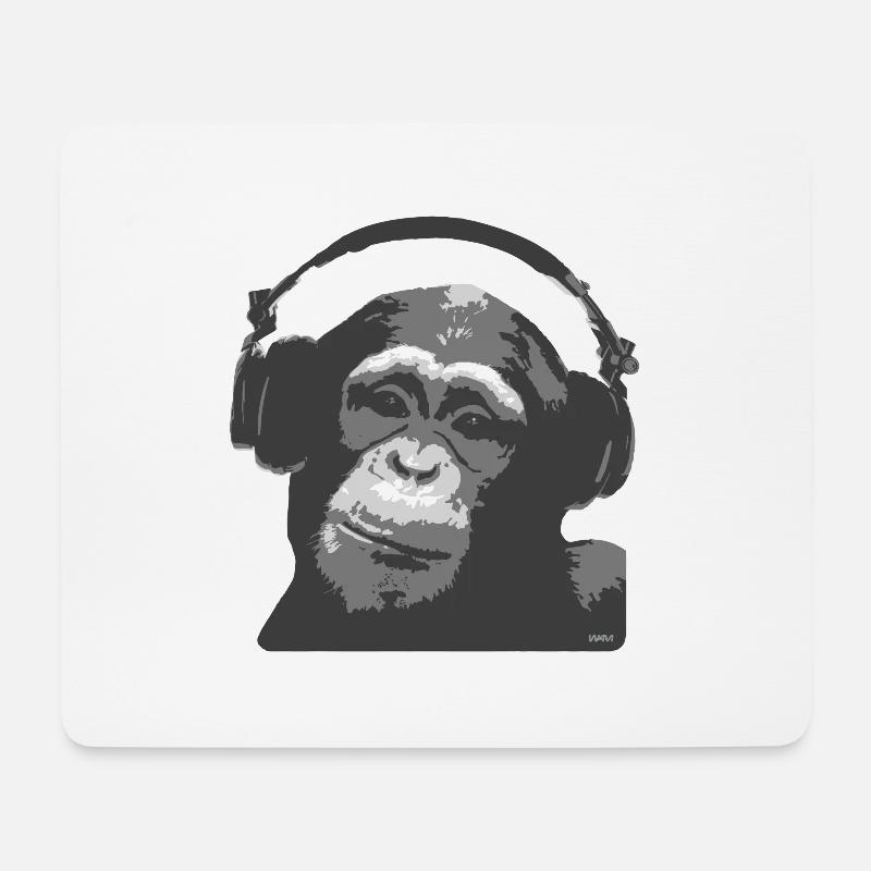 DJ MONKEY by wam - Mousepad (Querformat) - Weiß