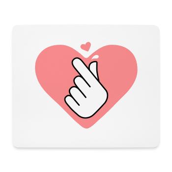 K-pop symbole de la main avec le cœur rose - Tapis de souris (format paysage) - blanc - Devant