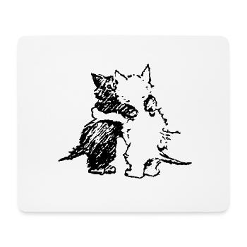 Zwei kleine Katzen, die sich umarmen - Mousepad (Querformat) - Weiß - Vorne