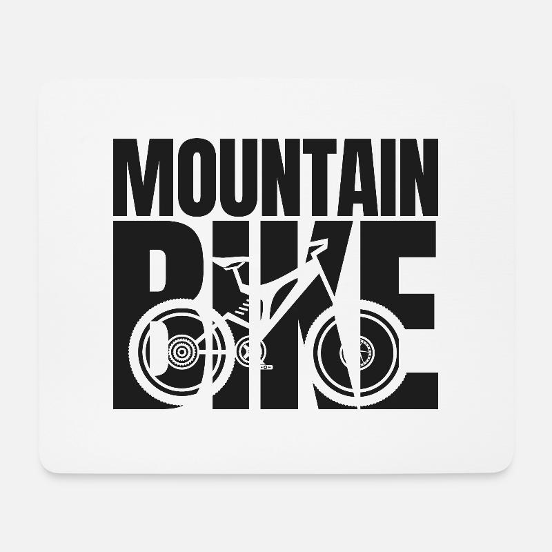 VTT cycliste en descente - Tapis de souris (format paysage) - blanc