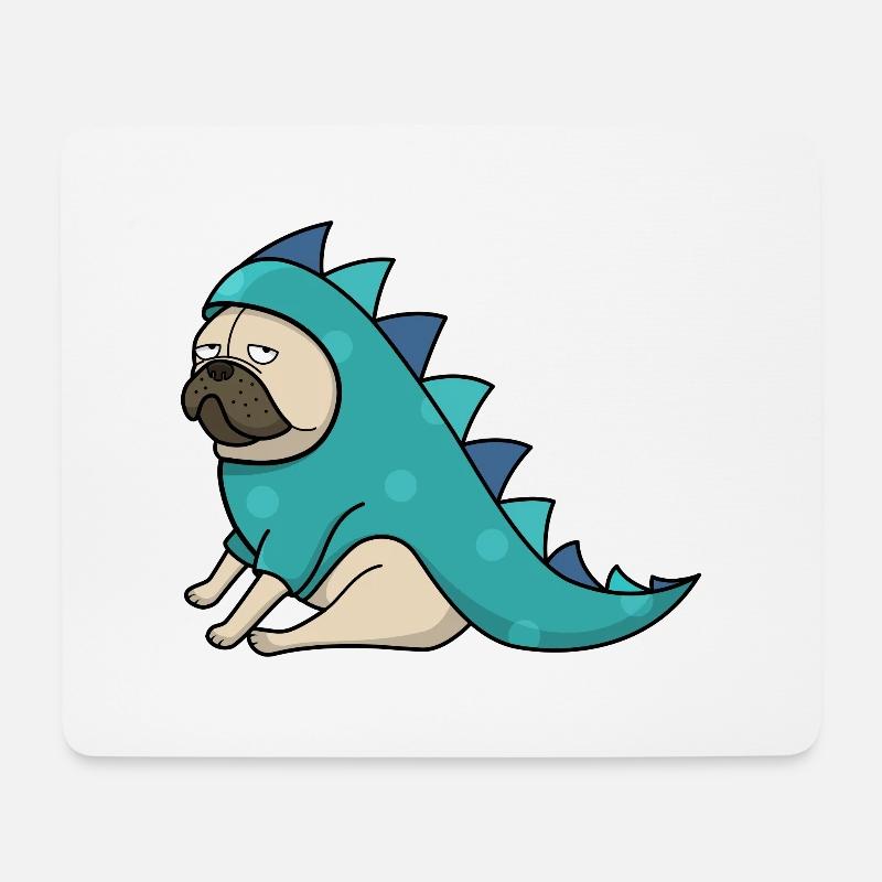 Dino Pug - Mousepad (Querformat) - Weiß
