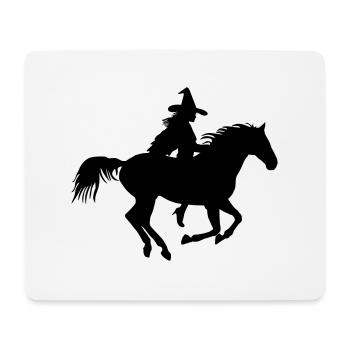 Reitende Hexe auf galoppierendem Pferd - Mousepad (Querformat) - Weiß - Vorne