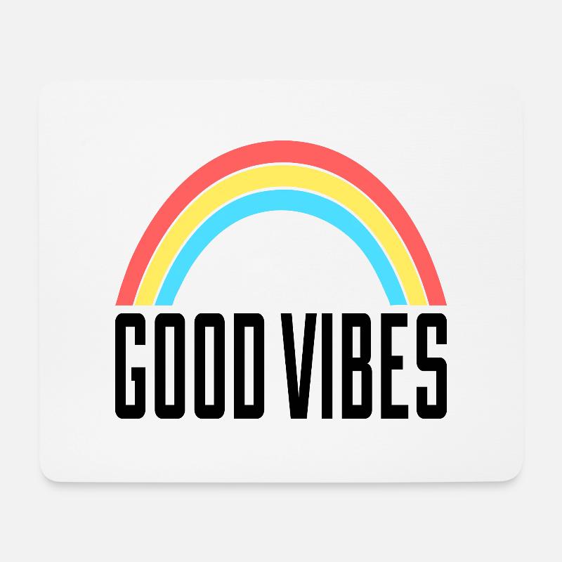 Good Vibes Regenbogen - Mousepad (Querformat) - Weiß