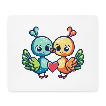 Paon Oiseau Couple Amour Couple Amoureux - Tapis de souris (format paysage) - blanc - Devant