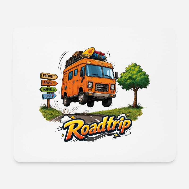 Roadtrip, Life is a Highway, Campervan on Tour - Mousepad (Querformat) - Weiß