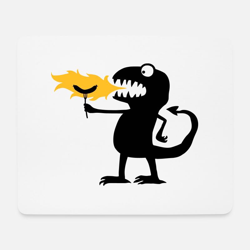 Drache_grillt - Mousepad (Querformat) - Weiß