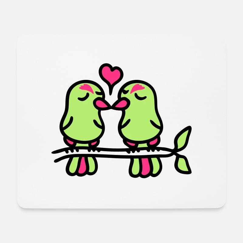 oiseaux dans l'amour 3 - Tapis de souris (format paysage) - blanc