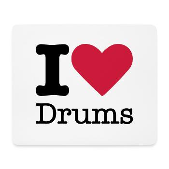 I Love Drums - Mousepad (Querformat) - Weiß - Vorne
