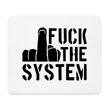 mittelfinger cool text rebellisch fuck the system - Mousepad (Querformat) - Weiß - Vorne