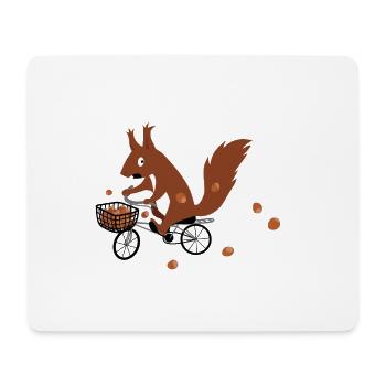 Eichhoernchen faehrt Fahrrad - Mousepad (Querformat) - Weiß - Vorne