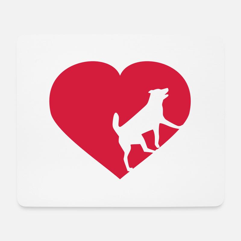 Herz mit Hund - Mousepad (Querformat) - Weiß