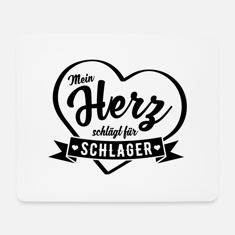 Herz schlägt für Schlager Musik - Mousepad (Querformat) - Weiß