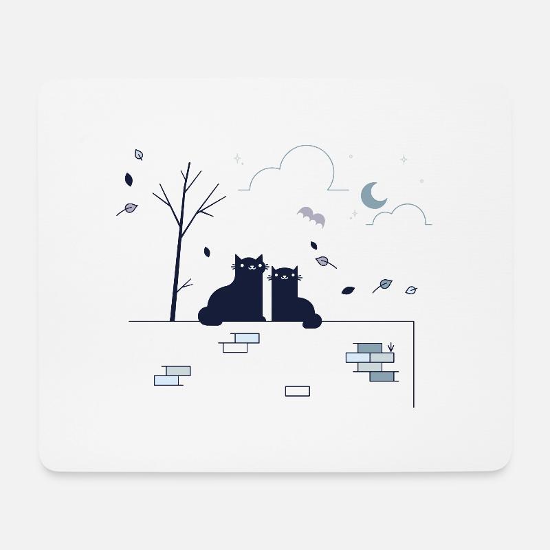 Schwarze Katzen haben ein Meeting - Mousepad (Querformat) - Weiß