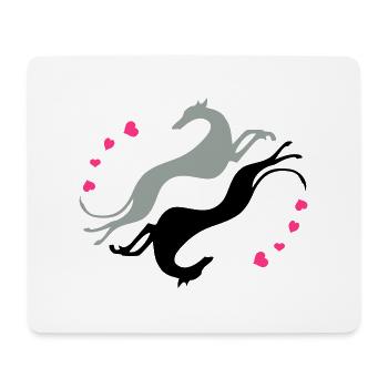 Lévriers tête-bêche - Tapis de souris (format paysage) - blanc - Devant