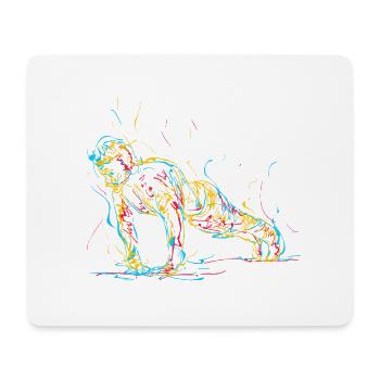 Abstrakter Mann beim Liegestütz - Mousepad (Querformat) - Weiß - Vorne