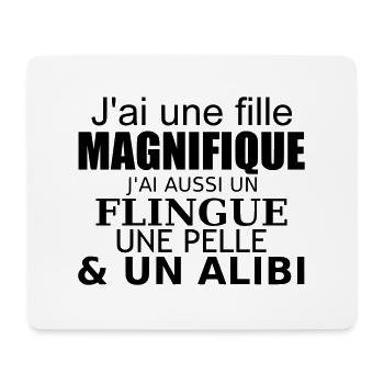 j'ai une fille magnifique - Mousepad (Querformat) - Weiß - Vorne