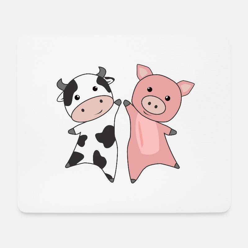 Schwein Kuh Schweinchen süße Bauernhof Tiere - Mousepad (Querformat) - Weiß