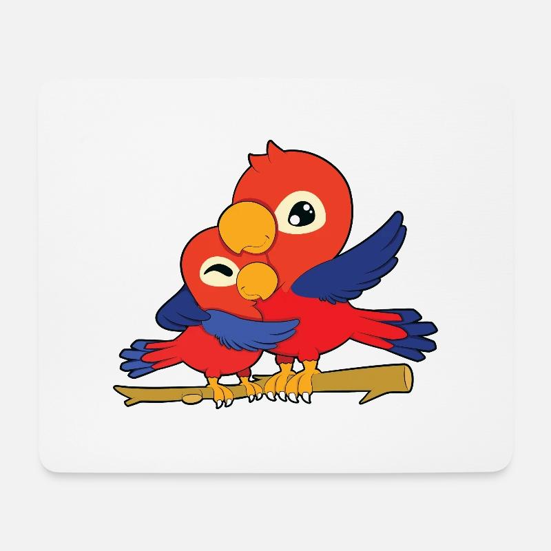 Papagei Familie Umarmen - Mousepad (Querformat) - Weiß