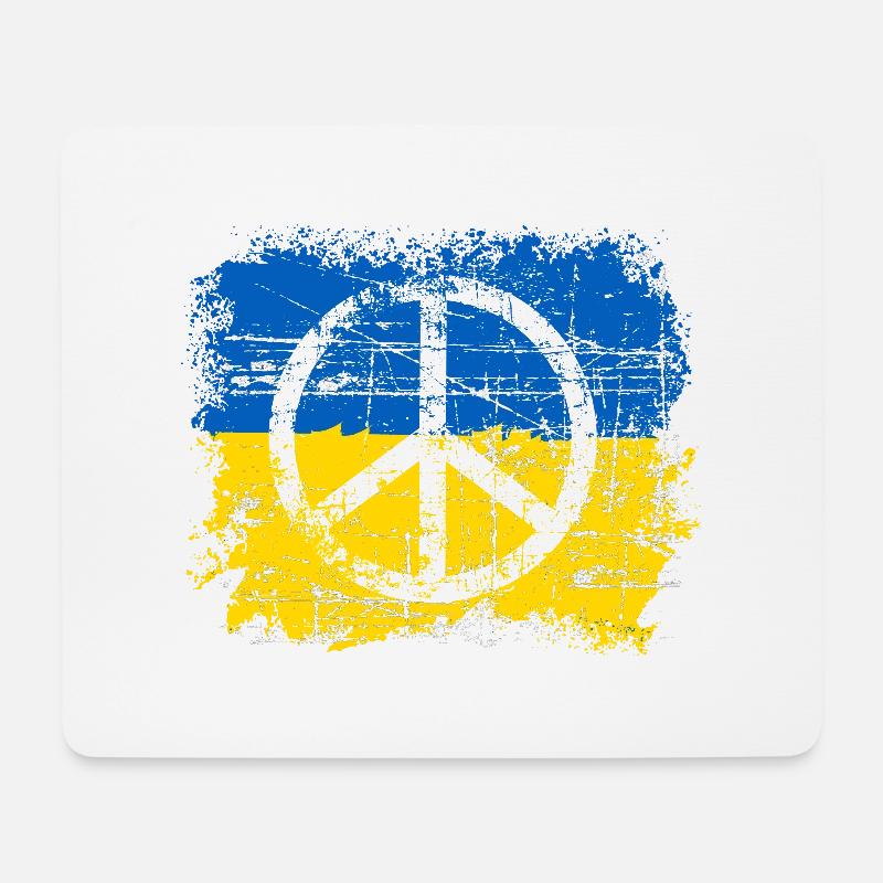 Ukraine Shirt mit Flagge und Peace zeichen - Mousepad (Querformat) - Weiß