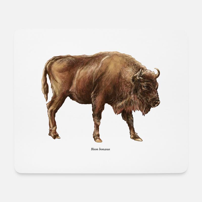 Wisent - Mousepad (Querformat) - Weiß