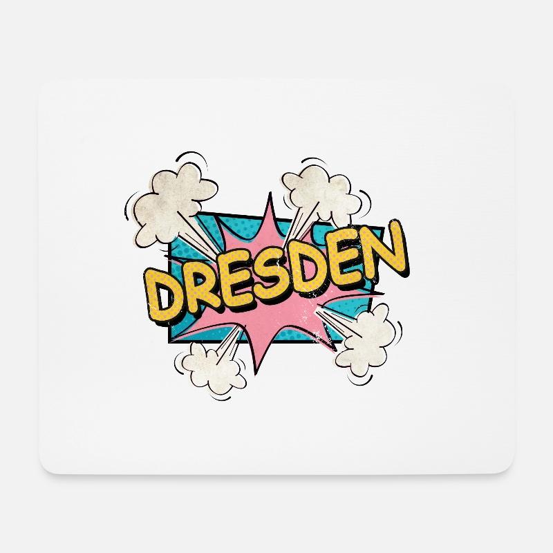 Dresden Deutschland Stadt Schrift Pop Art Comic - Mousepad (Querformat) - Weiß