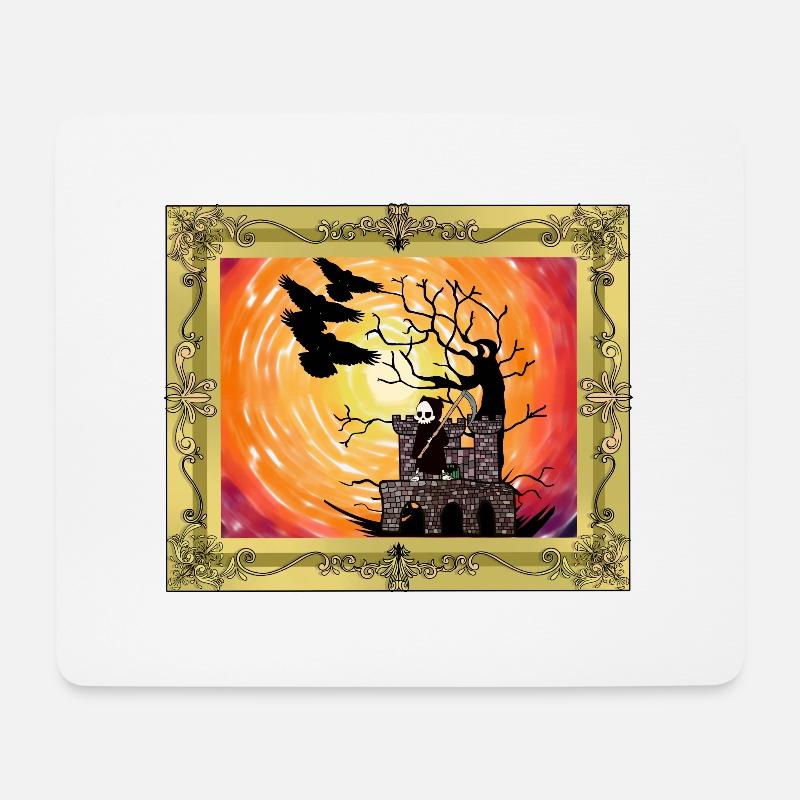Mittelalter Burg Geisterstunde Halloween Horror - Mousepad (Querformat) - Weiß