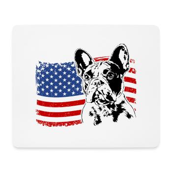 Bouledogue Français Amérique Flag Chiens Wilsigns - Tapis de souris (format paysage) - blanc - Devant