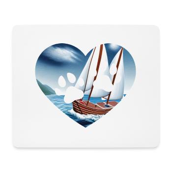 Segeln Segelsport Hund Segler Segelschiff Hunde - Mousepad (Querformat) - Weiß - Vorne