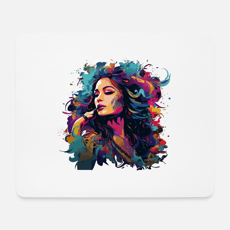 Frau mit Lippenstift - Mousepad (Querformat) - Weiß