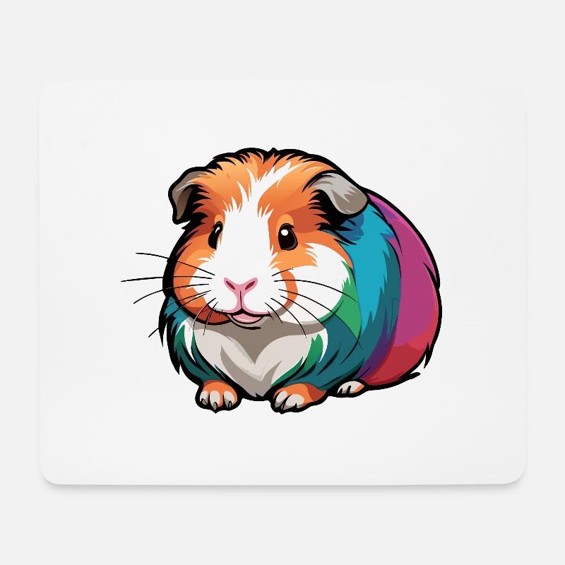 süßes buntes Meerschweinchen - Mousepad (Querformat) - Weiß